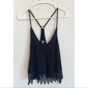Black Racerback Tank with Lace Detail